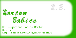marton babics business card