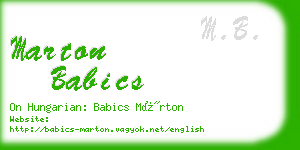 marton babics business card